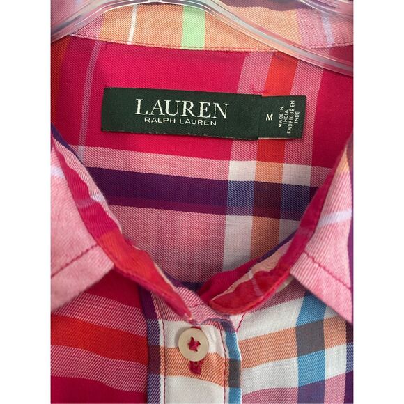 Lauren Ralph Lauren  100% Cotton Plaid Button Down Shirt Sz M - Picture 4 of 9